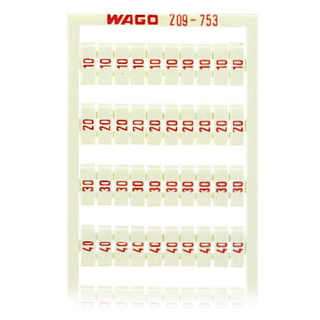 WSB marking card; as card; MARKED; 10, 20 ... 50 (20 each); not stretchable; Vertical marking; snap-on type; white