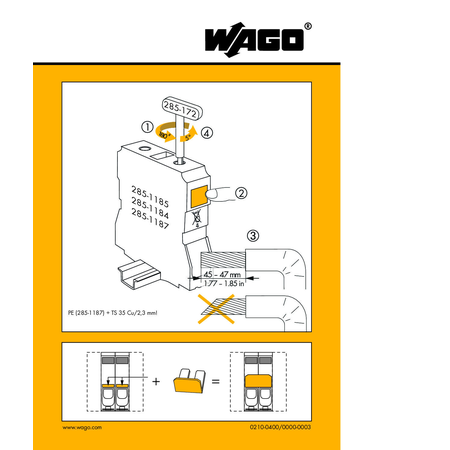 Stickers for operating instructions; for 185 mm² high-current terminal blocks