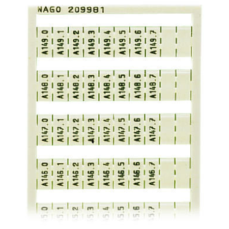 WSB marking card; as card; MARKED; A140.0, A140.1, ..., A149.6, A149.7 (1 each); not stretchable; Vertical marking; snap-on type; white