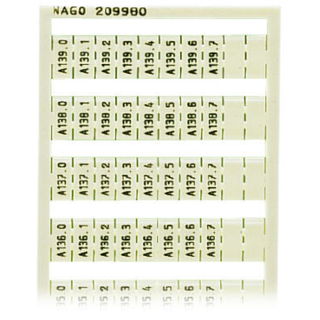 WSB marking card; as card; MARKED; A130.0, A130.1, ..., A139.6, A139.7 (1 each); not stretchable; Vertical marking; snap-on type; white