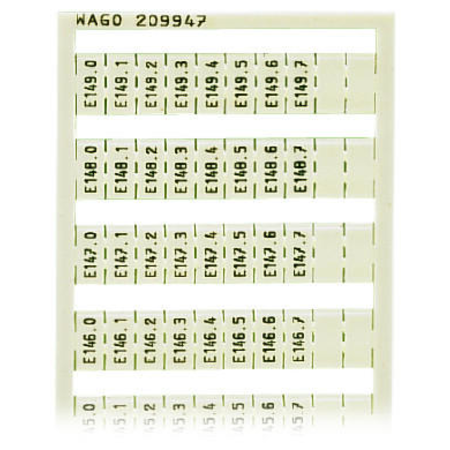 WSB marking card; as card; MARKED; E140.0, E140.1, ..., E149.6, E149.7 (1 each); not stretchable; Vertical marking; snap-on type; white