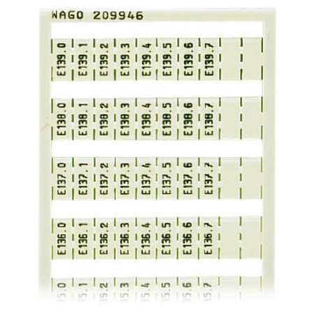 WSB marking card; as card; MARKED; E130.0, E130.1, ..., E139.6, E139.7 (1 each); not stretchable; Vertical marking; snap-on type; white