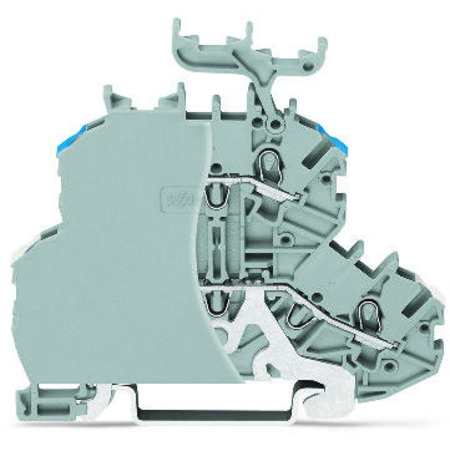 Double-deck terminal block; Shield/through terminal block; without marker carrier; for DIN-rail 35 x 15 and 35 x 7.5; 1 mm²; Push-in CAGE CLAMP®; 1,00 mm²; gray