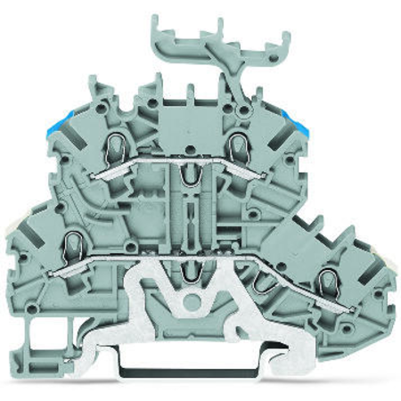 Double-deck terminal block; Shield/through terminal block; Shield/L; without marker carrier; for DIN-rail 35 x 15 and 35 x 7.5; 1 mm²; Push-in CAGE CLAMP®; 1,00 mm²; gray