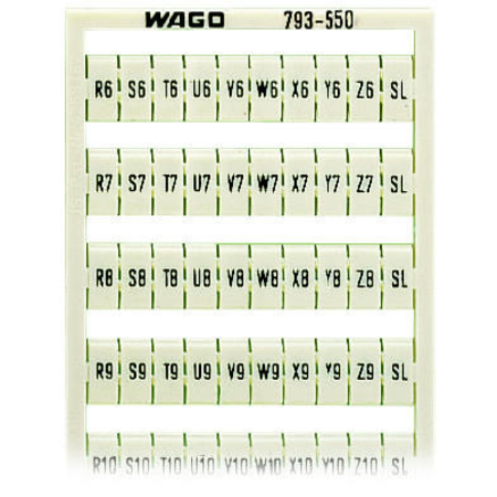 WMB marking card; as card; MARKED; R6, S6, T6, ..., Y6, Z6, SL to R10, S10, T10, ..., Y10, Z10, SL (2 each); not stretchable; Horizontal marking; snap-on type; white