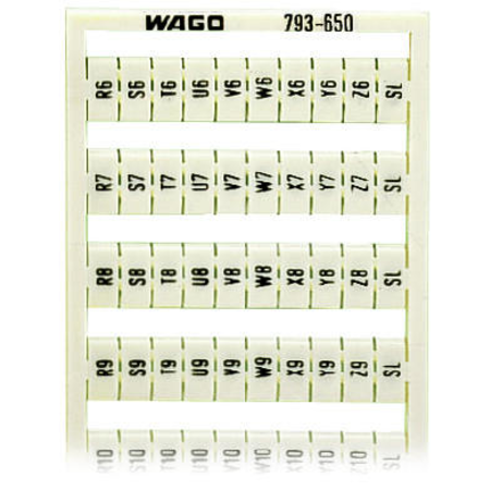 WMB marking card; as card; MARKED; R6, S6, T6, ..., Y6, Z6, SL to R10, S10, T10, ..., Y10, Z10, SL (2 each); not stretchable; Vertical marking; snap-on type; white