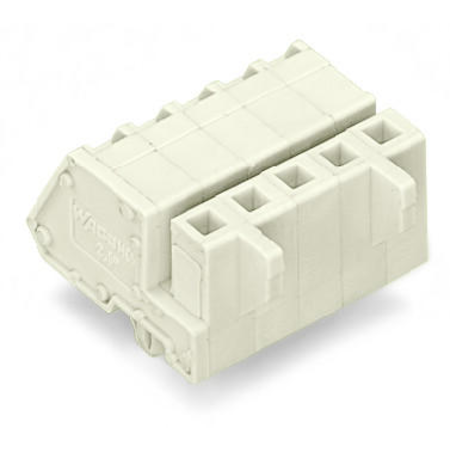 1-conductor female plug; angled; 100% protected against mismating; Snap-in mounting feet; 2.5 mm²; Pin spacing 5 mm; 13-pole; 2,50 mm²; light gray