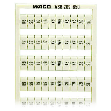 WSB marking card; as card; MARKED; R6, S6, T6, ..., Y6, Z6, SL to R10, S10, T10, ..., Y10, Z10, SL (2 each); not stretchable; Vertical marking; snap-on type; white