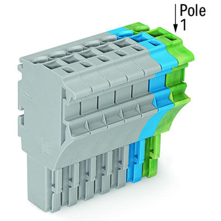 1-conductor female plug; 2.5 mm²; 8-pole; 2,50 mm²; gray, blue, green-yellow