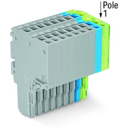 2-conductor female connector; 1.5 mm²; 11-pole; 1,50 mm²; gray, blue, green-yellow