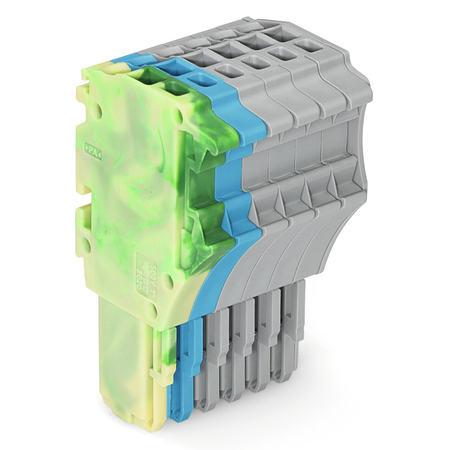 1-conductor female plug; 1.5 mm²; 6-pole; 1,50 mm²; green-yellow, blue, gray