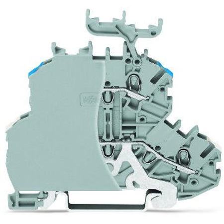 Double-deck terminal block; Shield/through terminal block; Shield/L; with marker carrier; for DIN-rail 35 x 15 and 35 x 7.5; 1 mm²; Push-in CAGE CLAMP®; 1,00 mm²; gray