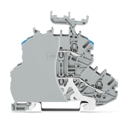 Double-deck terminal block; Shield/through terminal block; with marker carrier; for DIN-rail 35 x 15 and 35 x 7.5; 1 mm²; Push-in CAGE CLAMP®; 1,00 mm²; gray