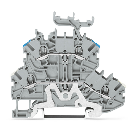 Double-deck terminal block; Shield/through terminal block; with marker carrier; for DIN-rail 35 x 15 and 35 x 7.5; 1 mm²; Push-in CAGE CLAMP®; 1,00 mm²; gray