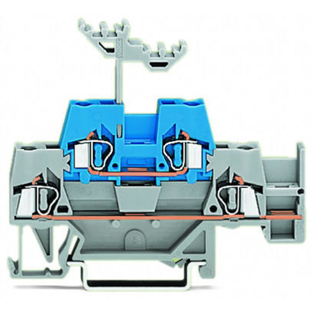 Double-deck terminal block; Through/through terminal block; with additional jumper position on lower level; for DIN-rail 35 x 15 and 35 x 7.5; 2.5 mm²; CAGE CLAMP®; 2,50 mm²; gray/blue