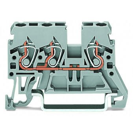 3-conductor through terminal block; 2.5 mm²; side and center marking; for DIN-rail 35 x 15 and 35 x 7.5; CAGE CLAMP®; 2,50 mm²; red