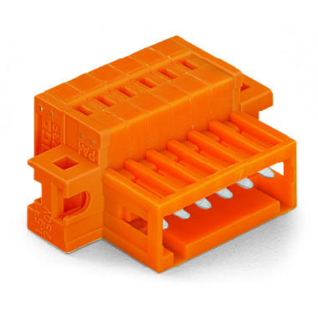 1-conductor male connector; 100% protected against mismating; clamping collar; 1.5 mm²; Pin spacing 3.81 mm; 10-pole; 1,50 mm²; orange