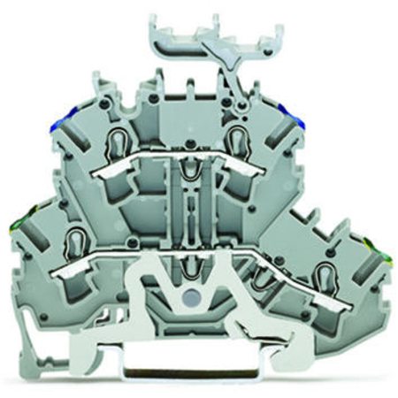 Double-deck terminal block; Ground conductor/through terminal block; PE/N; with marker carrier; suitable for Ex e II applications; for DIN-rail 35 x 15 and 35 x 7.5; 2.5 mm²; Push-in CAGE CLAMP®; 2,50 mm²; gray