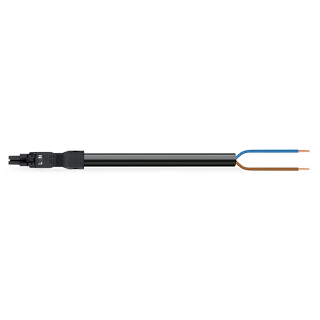 pre-assembled connecting cable; Eca; Socket/open-ended; 2-pole; Cod. A; H05VV-F 2 x 1.0 mm²; 1 m; 1,00 mm²; black