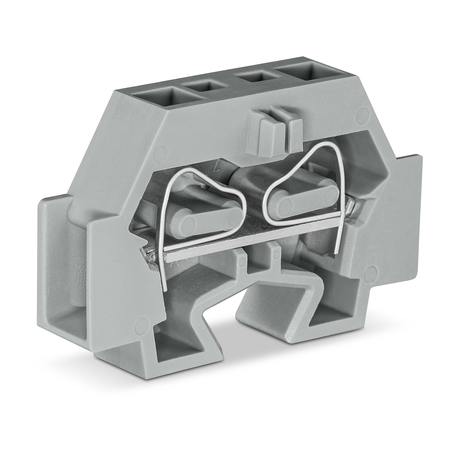 Space-saving, 2-conductor end terminal block; without push-buttons; without protruding snap-in mounting foot; for terminal strips with snap-in mounting feet; 4 mm²; CAGE CLAMP®; 4,00 mm²; gray