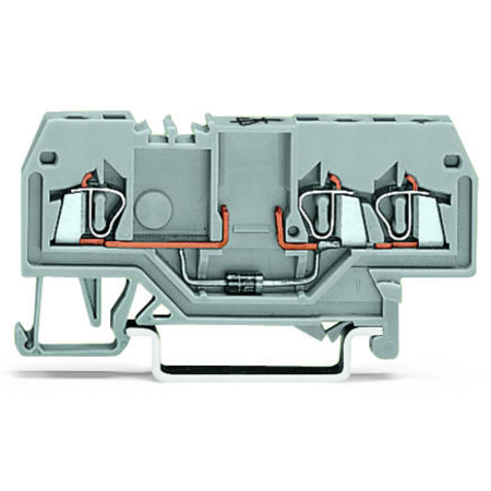 Component terminal block; 3-conductor; with diode 1N4007; anode, left side; for DIN-rail 35 x 15 and 35 x 7.5; 1.5 mm²; CAGE CLAMP®; 1,50 mm²; gray