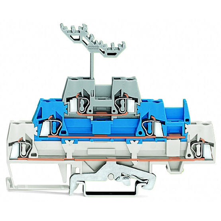 Triple-deck terminal block; Shield/through/through terminal block; with marker carrier; for DIN-rail 35 x 15 and 35 x 7.5; 2.5 mm²; CAGE CLAMP®; 2,50 mm²; white/blue/gray
