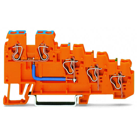 4-conductor sensor supply terminal block; Internal commoning, 9 A; with colored conductor entries; 2.5 mm²; CAGE CLAMP®; 2,50 mm²; orange