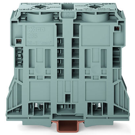 2-conductor through terminal block; 185 mm²; suitable for Ex e II applications; lateral marker slots; only for DIN 35 x 15 rail; POWER CAGE CLAMP; 185,00 mm²; light gray