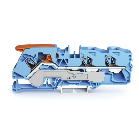 3-conductor through terminal block; with lever and Push-in CAGE CLAMP®; 16 mm²; with test port; suitable for Ex i applications; side and center marking; for DIN-rail 35 x 15 and 35 x 7.5; Push-in CAGE CLAMP®; 16,00 mm²; blue