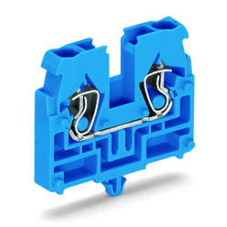 2-conductor terminal block; suitable for Ex i applications; without push-buttons; with snap-in mounting foot; for plate thickness 0.6 - 1.2 mm; Fixing hole 3.5 mm Ø; 2.5 mm²; CAGE CLAMP®; 2,50 mm²; blue