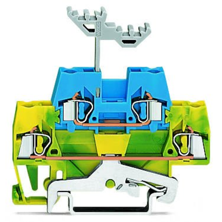 Double-deck terminal block; Ground conductor/through terminal block; with marker carrier; for DIN-rail 35 x 15 and 35 x 7.5; 2.5 mm²; CAGE CLAMP®; 2,50 mm²; green-yellow/blue