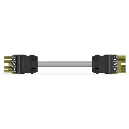 pre-assembled interconnecting cable; B2ca; Socket/plug; 4-pole; Cod. B; 4m; 1,00 mm²; light green