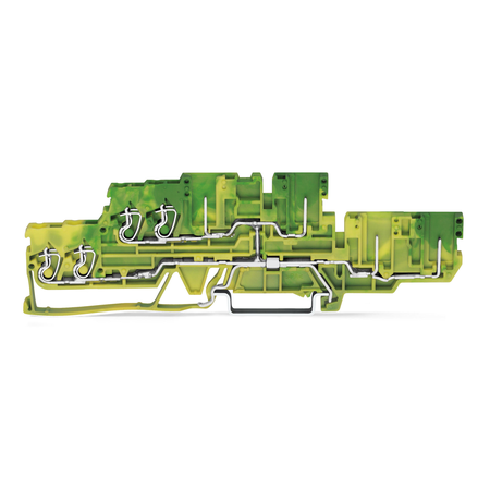 4-conductor/4-pin, double-deck carrier terminal block; 4-conductor/4-pin ground terminal block; PE; internal commoning; for DIN-rail 35 x 15 and 35 x 7.5; 2.5 mm²; CAGE CLAMP®; 2,50 mm²; green-yellow