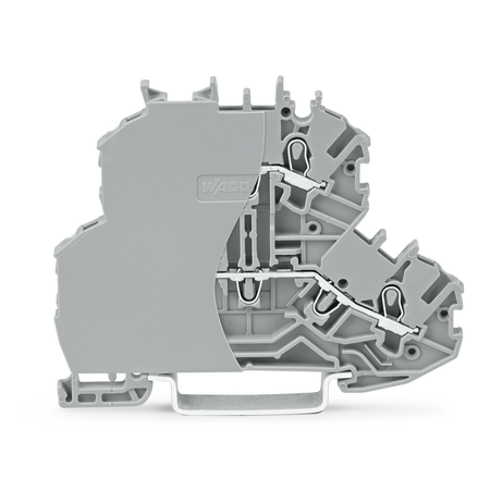 Double-deck terminal block; Through/through terminal block; with end plate; L/L; without marker carrier; for DIN-rail 35 x 15 and 35 x 7.5; 1 mm²; Push-in CAGE CLAMP®; 1,00 mm²; gray