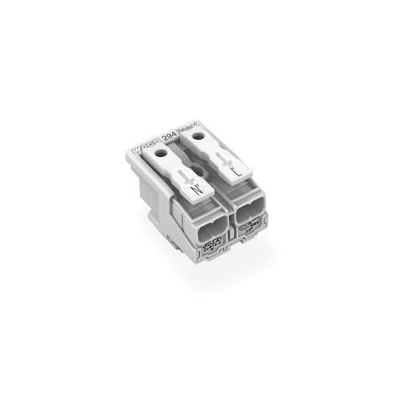 Lighting connector; push-button, external; for Linect®; without ground contact; N´-L´; 2-pole; Cod. L; Lighting side: for solid conductors; Inst. side: for all conductor types; max. 2.5 mm²; Surrounding air temperature: max 85°C (T85); 2,50 mm²; white