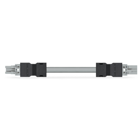 pre-assembled interconnecting cable; B2ca; Socket/plug; 2-pole; Cod. B; H05Z1Z1-F 2 x 1,50 mm²; 4m; 1,50 mm²; gray