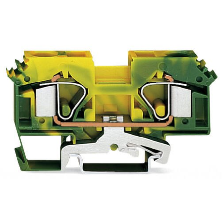 2-conductor ground terminal block; 16 mm²; suitable for Ex e II applications; lateral marker slots; for DIN-rail 35 x 15 and 35 x 7.5; CAGE CLAMP®; 16,00 mm²; green-yellow