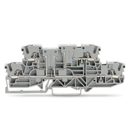 Double-deck terminal block; 4-conductor through terminal block; for DIN-rail 35 x 15 and 35 x 7.5; 2.5 mm²; Push-in CAGE CLAMP®; 2,50 mm²; gray