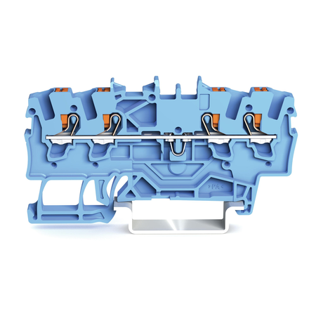 4-conductor through terminal block; with push-button; 1.5 mm²; with test port; suitable for Ex i applications; side and center marking; for DIN-rail 35 x 15 and 35 x 7.5; Push-in CAGE CLAMP®; 1,00 mm²; blue