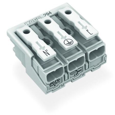 Lighting connector; push-button, external; without ground contact; 3-pole; Lighting side: for solid conductors; Inst. side: for all conductor types; max. 2.5 mm²; Surrounding air temperature: max 85°C (T85); 2,50 mm²; white