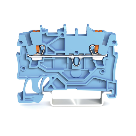 2-conductor through terminal block; with push-button; 1 mm²; with test port; suitable for Ex i applications; side and center marking; for DIN-rail 35 x 15 and 35 x 7.5; Push-in CAGE CLAMP®; 1,00 mm²; blue