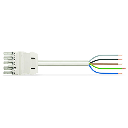 pre-assembled connecting cable; Cca; Socket/open-ended; 5-pole; Cod. A; H05Z1Z1-F 5G 2.5 mm²; 2 m; 2,50 mm²; white