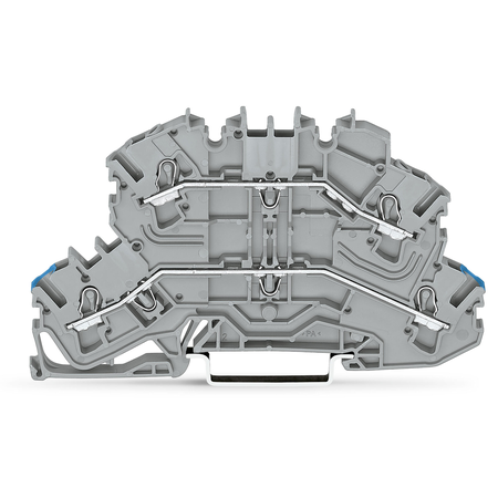 Double-deck terminal block; Through/through terminal block; same profile as double-deck disconnect terminal block; N/L; without marker carrier; Blue conductor entry lower deck; for DIN-rail 35 x 15 and 35 x 7.5; 2.5 mm²; Push-in CAGE CLAMP®; 2,50 mm²; gr