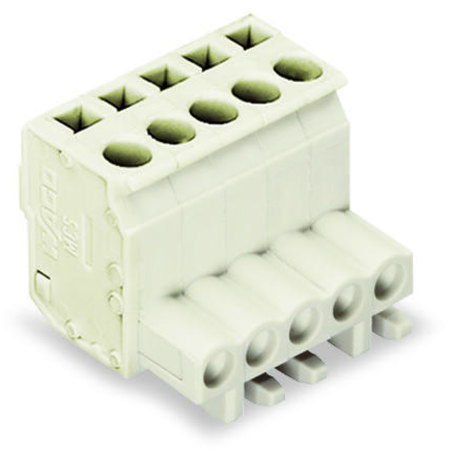 1-conductor female plug; angled; 100% protected against mismating; 2.5 mm²; Pin spacing 5 mm; 7-pole; 2,50 mm²; light gray