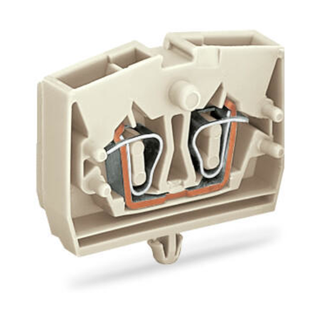 2-conductor terminal block; suitable for Ex e II applications; without push-buttons; with snap-in mounting foot; for plate thickness 0.6 - 1.2 mm; Fixing hole 3.5 mm Ø; 2.5 mm²; CAGE CLAMP®; 2,50 mm²; light gray
