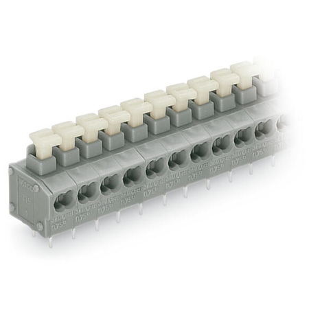 2-conductor PCB terminal block; push-button; 0.75 mm²; Pin spacing 5/5.08 mm; 3-pole; PUSH WIRE®; 0,75 mm²; gray