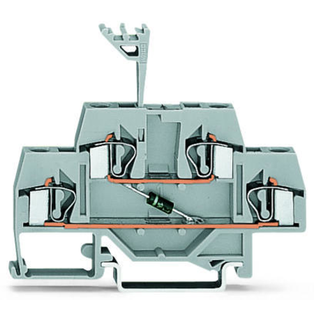 Component terminal block; double-deck; with diode 1N4007; Anode, bottom; for DIN-rail 35 x 15 and 35 x 7.5; 4 mm²; CAGE CLAMP®; 4,00 mm²; gray