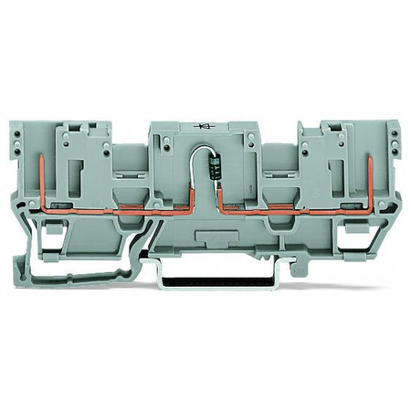 2-pin component carrier block; with 2 jumper positions; with diode 1N4007; anode, right side; for DIN-rail 35 x 15 and 35 x 7.5; 4 mm²; gray