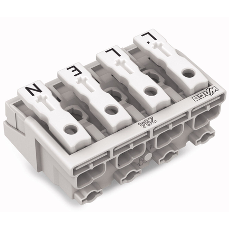 Lighting connector; push-button, external; without ground contact; 4-pole; Lighting side: for solid conductors; Inst. side: for all conductor types; max. 2.5 mm²; Surrounding air temperature: max 85°C (T85); 2,50 mm²; white