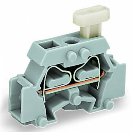 2-conductor terminal block; on one side with push-button; with fixing flange; for screw or similar mounting types; Fixing hole 3.2 mm Ø; 2.5 mm²; CAGE CLAMP®; 2,50 mm²; gray